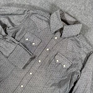 Rockmount Ranch Wear Shirt Womens Medium Gray Western Pearl Snap Vintage USA